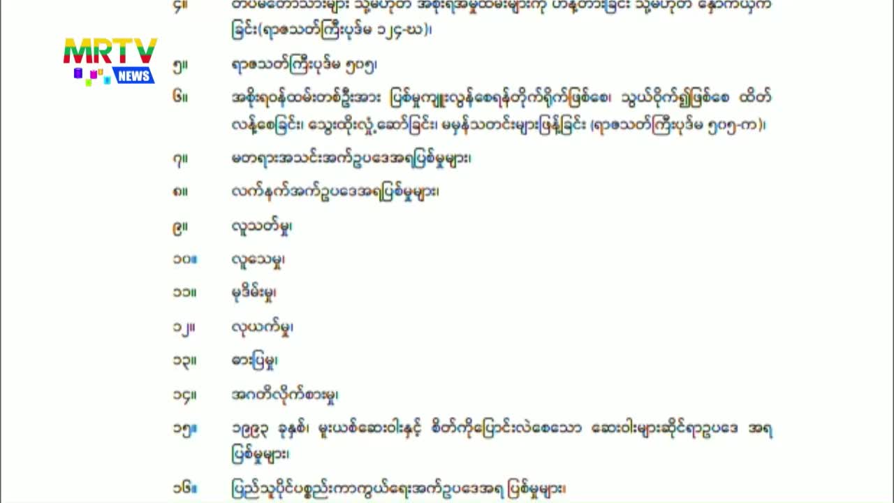 နိုင်ငံတော်စီမံအုပ်ချုပ်ရေးကောင်စီသည် စစ်အုပ်ချုပ်ရေး (Martial Law) အမိန့...
